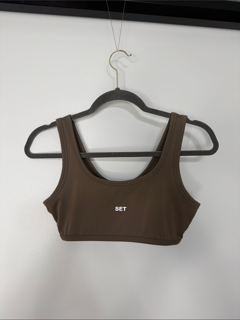 Set Active Airluxe Brown Scoop Neck Sports Bra Size Small